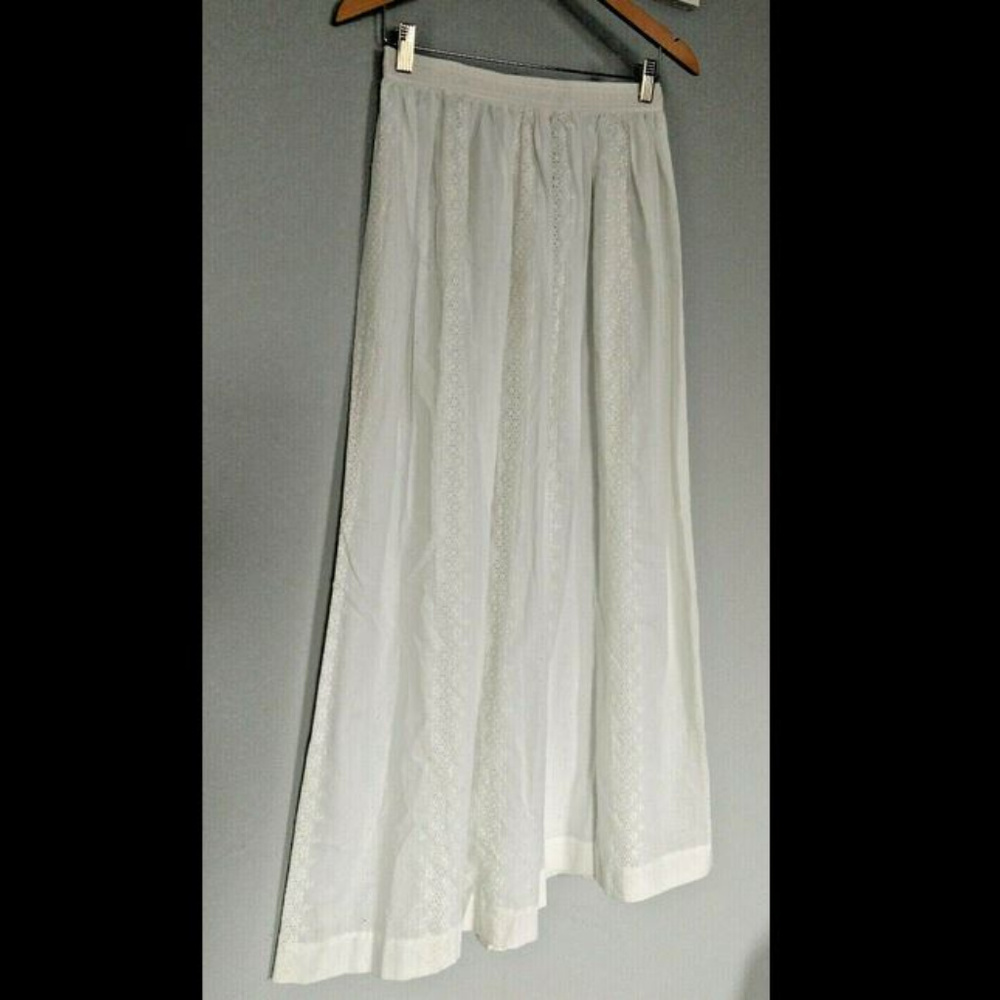 White Custom Boho Eyelet Lace Maxi Skirt